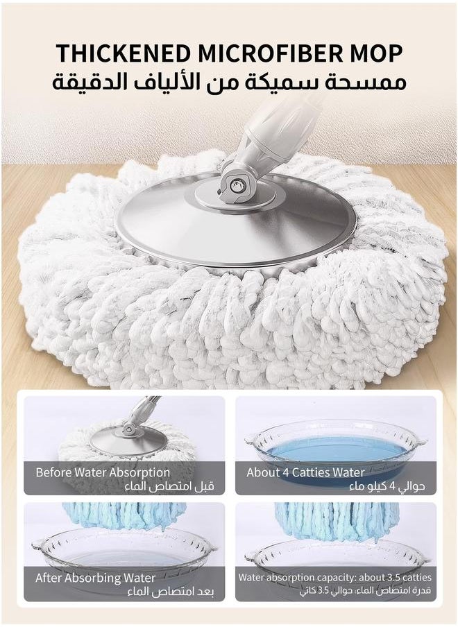 HOMESTAR 360 Degree Microfiber Spin Mop With BucketFor Floor Cleaning, Height Adjustable, 3 Extra Refills  - Image 2