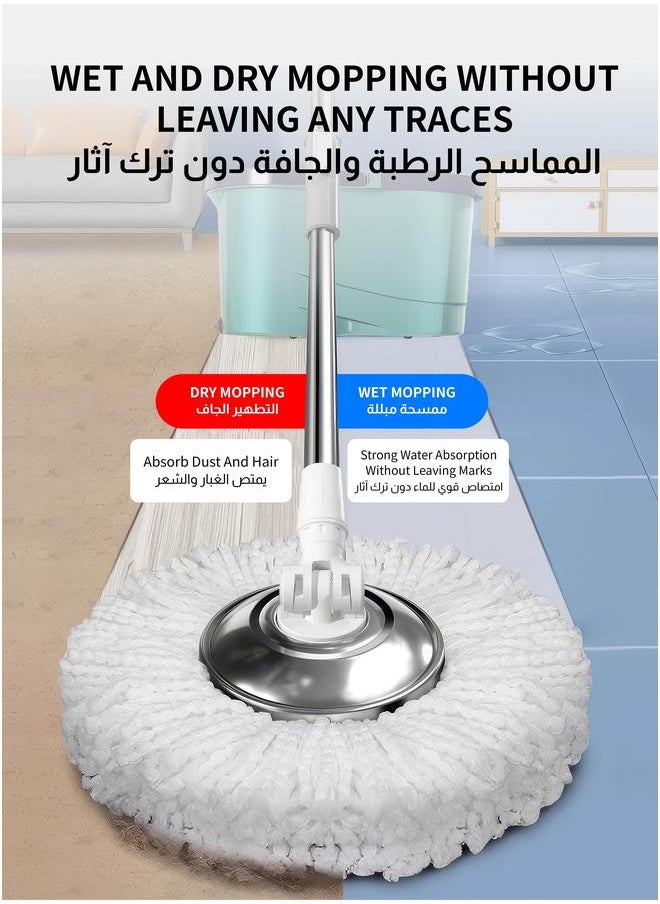 HOMESTAR 360 Degree Microfiber Spin Mop With BucketFor Floor Cleaning, Height Adjustable, 3 Extra Refills  - Image 3