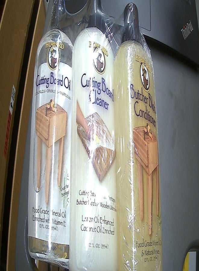 Howard Butcher Block Oil, Conditioner and Cutting Board Cleaner 12 Ounce, Food Grade Mineral Oil, Food Safe Wood Sealer