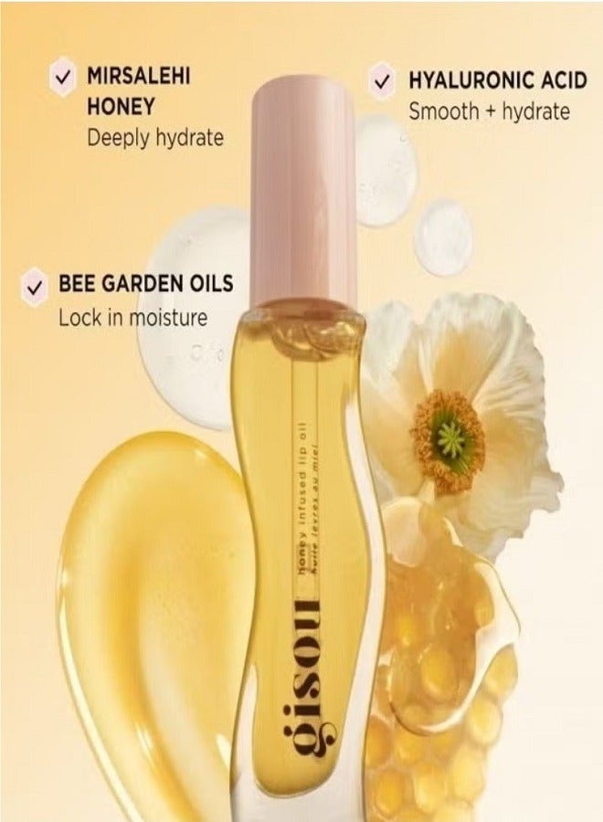 Gisou Honey Infused Lip Oil Honey Gold - Clear Golden Glow, Hydrating & Nourishing Lip Treatment (0.27 oz / 8 ml) - Image 2