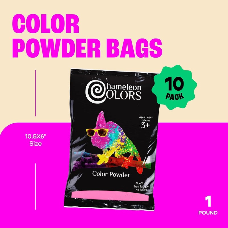 Chameleon Colors Pink Gender Reveal Powder - 1 lb Bags - 10 Pack - For 8-10 People - Vibrant Pink Color - Powder for Baby Girl Gender Reveal - Easy-Open Bags - Easy Cleanup - Non-Toxic - Image 2