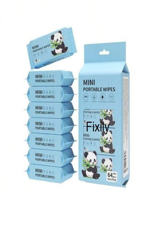 Fixily Mini Baby Wipes Disposable Portable Pocket Water Wipes Baby Skin Care Wet Tissue Travel Children Baby Hand & Face Baby Sanitizing Cleansing/Moisturising Wipes For Fresh(64 Wipes X 1 Pack) - Image 1