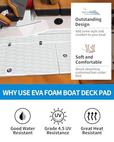 OCEANBROAD Self-Adhesive 48''x16'' Boat Flooring Non-Slip Diamond Pattern EVA Foam Marine Grip Sheet for Jon Boats Surfboard SUP Kayak Yacht, Cool Gray - Image 4