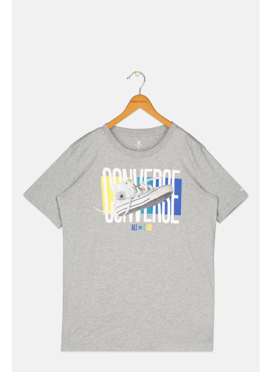 CONVERSE - Kids Boy Graphic Print T-Shirt, Grey Combo - Image 1