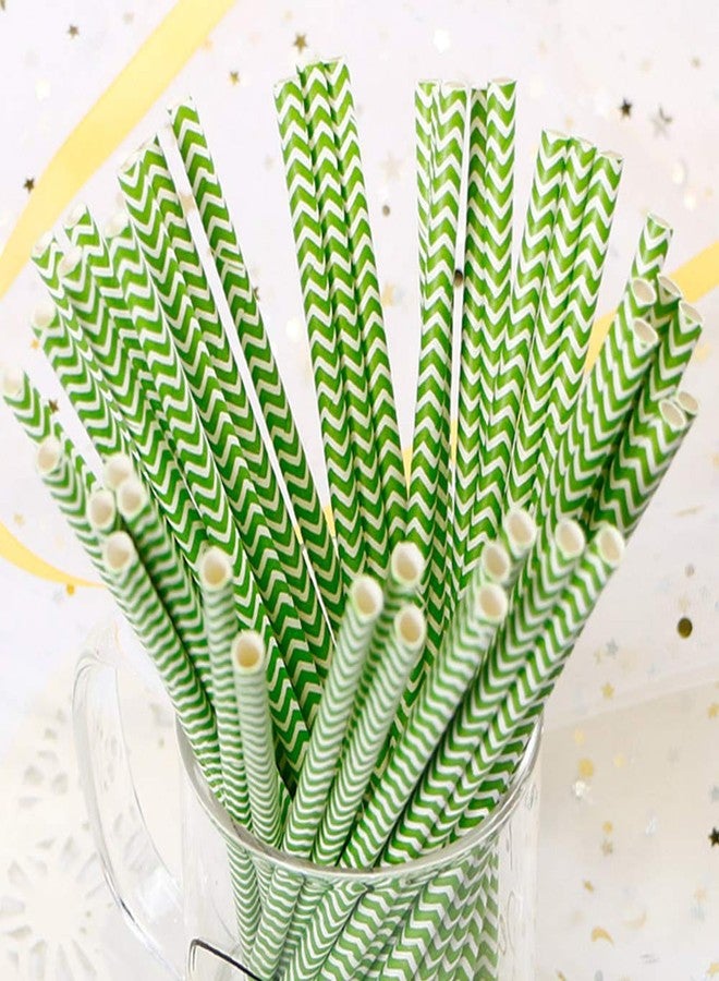 Webake Paper Straws, Webake Paper Drinking Straws, 100 Bulk 7.75 Inch Disposable Biodegradable Straws, Wave Patterned Restaurant Supplies Party Decorations, Christmas Green Striped - Image 4