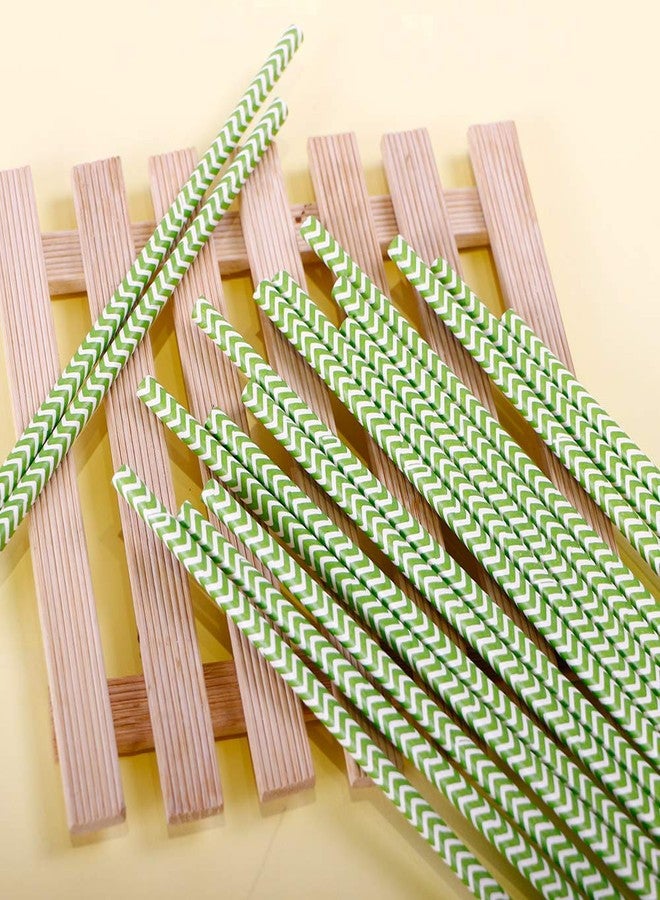 Webake Paper Straws, Webake Paper Drinking Straws, 100 Bulk 7.75 Inch Disposable Biodegradable Straws, Wave Patterned Restaurant Supplies Party Decorations, Christmas Green Striped - Image 5