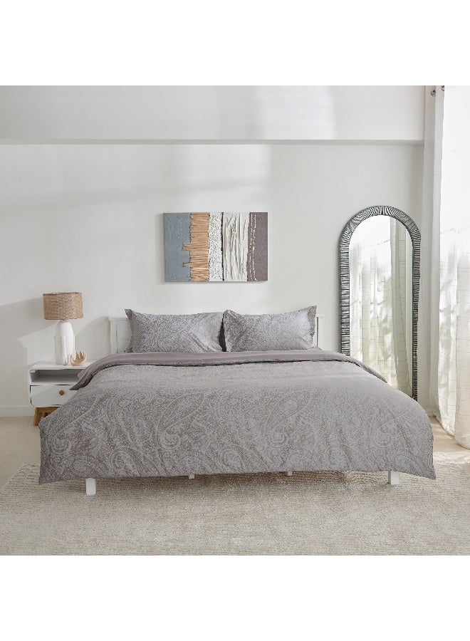 Home Box Opulent Luxe 3-Piece Khadi Print Cotton Jacquard Super King Duvet Cover Set - 220x240 cm  - Image 4