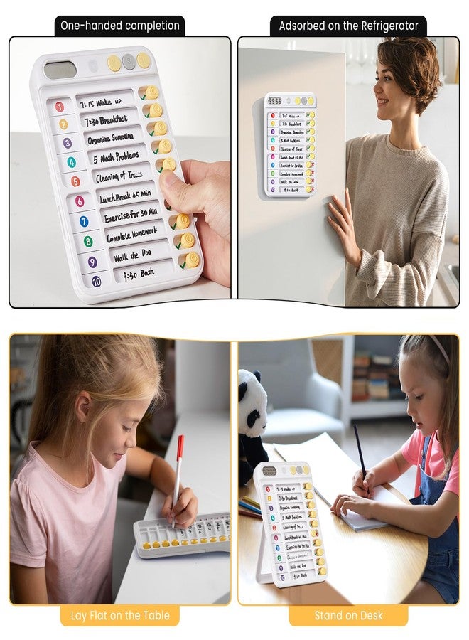 Owlprince Chore Chart for Kids with Timer, Visual Schedule for Kids, ADHD Tools for Kids, Bedtime/Morning/Daily Routine Chart with 99-Min Countup/Down, Magnetic Checklist Schedule Board with Slider - White - Image 5