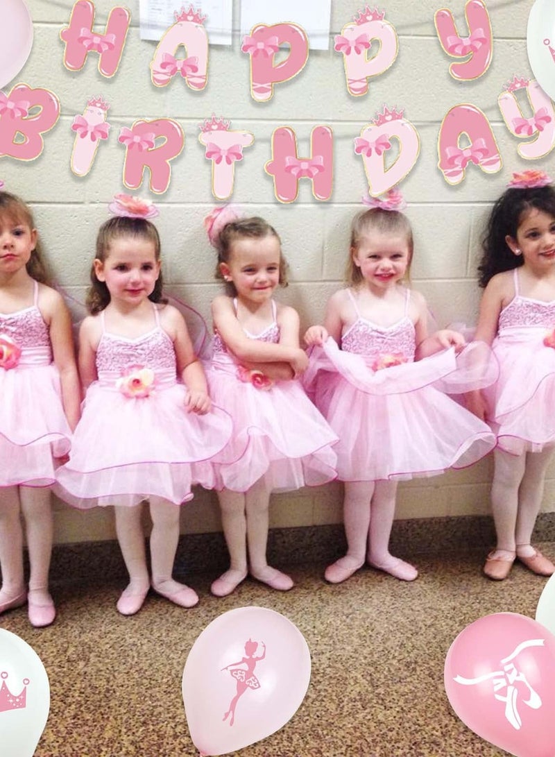 Zikra Ballet Birthday Decoration Set, Pink Party Supplies, Dancing Party Supplies Dancing Girls, Latex Balloons, Ballerina Background Tutu Birthday Party Supplies - Image 3