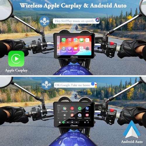 Carpuride W702 for Motorcycle, 7 inch Waterproof Touchscreen, Portable Carplay/Android Auto GPS Navigation for Motorbike, Support Dual Bluetooth, Car GPS, Siri, G00gle Assistant, TF-64G - Image 2