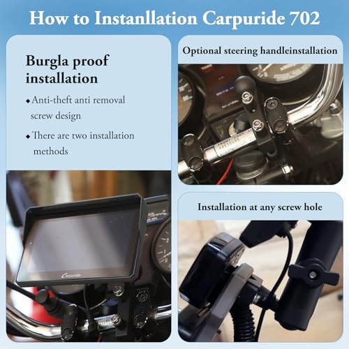 Carpuride W702 for Motorcycle, 7 inch Waterproof Touchscreen, Portable Carplay/Android Auto GPS Navigation for Motorbike, Support Dual Bluetooth, Car GPS, Siri, G00gle Assistant, TF-64G - Image 5