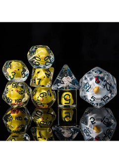8-Die Dice Dnd, Polyhedral Dice Set Filled With Animal, For Role Playing Game Dungeons And Dragons D&D Dice Mtg Pathfinder (8Pcs Yellow Chicken)