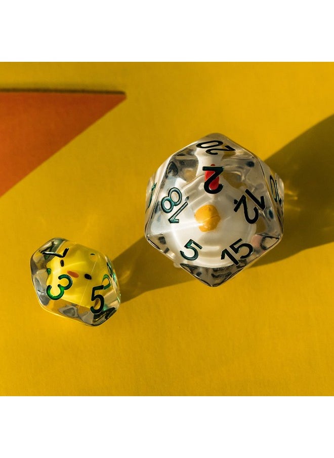 cusdie - 8-Die Dice Dnd, Polyhedral Dice Set Filled With Animal, For Role Playing Game Dungeons And Dragons D&D Dice Mtg Pathfinder (8Pcs Yellow Chicken) - Image 1