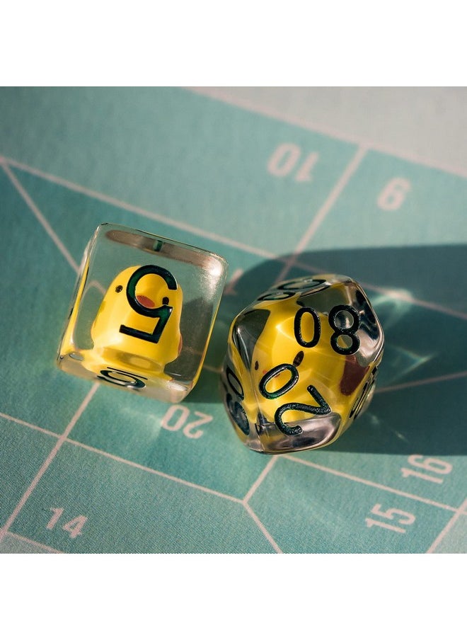 cusdie - 8-Die Dice Dnd, Polyhedral Dice Set Filled With Animal, For Role Playing Game Dungeons And Dragons D&D Dice Mtg Pathfinder (8Pcs Yellow Chicken) - Image 1