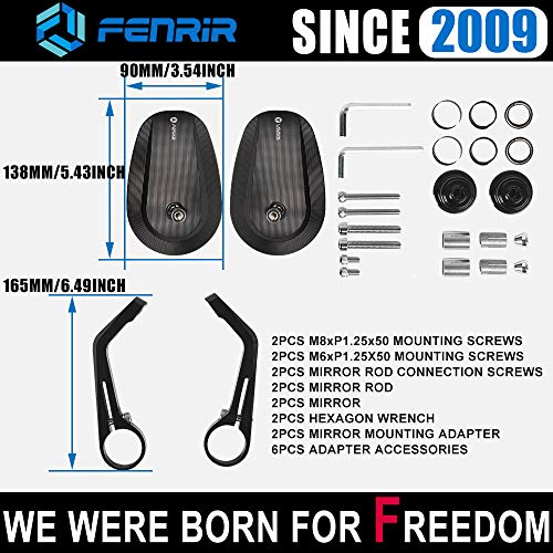 FENRIR CNC Aluminum Alloy Cafe Racer Retro Black Motorcycle Bar End Mirrors Side 22MM 7/8" Handlebar Mirror Universal Rear View For M8/M6 Standard Sport Naked Street Bike Cruiser Minimoto Scooter - Image 4