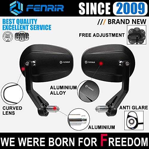 FENRIR CNC Aluminum Alloy Cafe Racer Retro Black Motorcycle Bar End Mirrors Side 22MM 7/8" Handlebar Mirror Universal Rear View For M8/M6 Standard Sport Naked Street Bike Cruiser Minimoto Scooter - Image 3