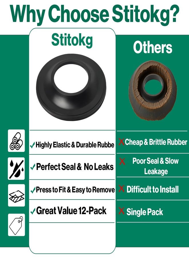 Stitokg 12-Pack Tub Stopper Gasket Universal Fit for Tip Toe - High Elastic Rubber Seal, Prevents Leaks, Easy Install for Bath Drain Assemblies - Image 5
