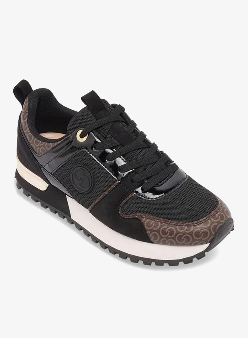 Celeste BLACK Women Monogram Print Lace-Up Ankle Sneakers for Women | Best Price UAE