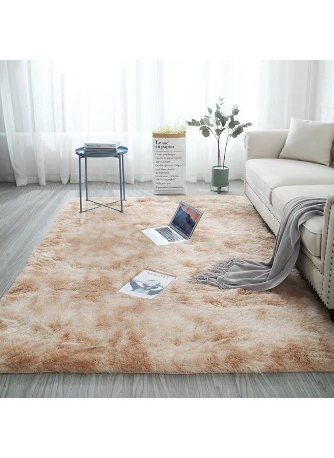 GGEROU - Area Rugs Living Room Super Fluffy Soft Touch Rug Thickened Washable Bottom Anti-Skid Large Area Rugs Indoor Modern Home Decor Floor Carper Camel - Image 1