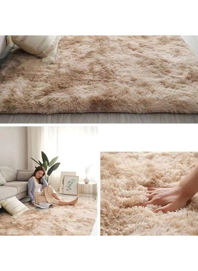 GGEROU - Area Rugs Living Room Super Fluffy Soft Touch Rug Thickened Washable Bottom Anti-Skid Large Area Rugs Indoor Modern Home Decor Floor Carper Camel - Image 1