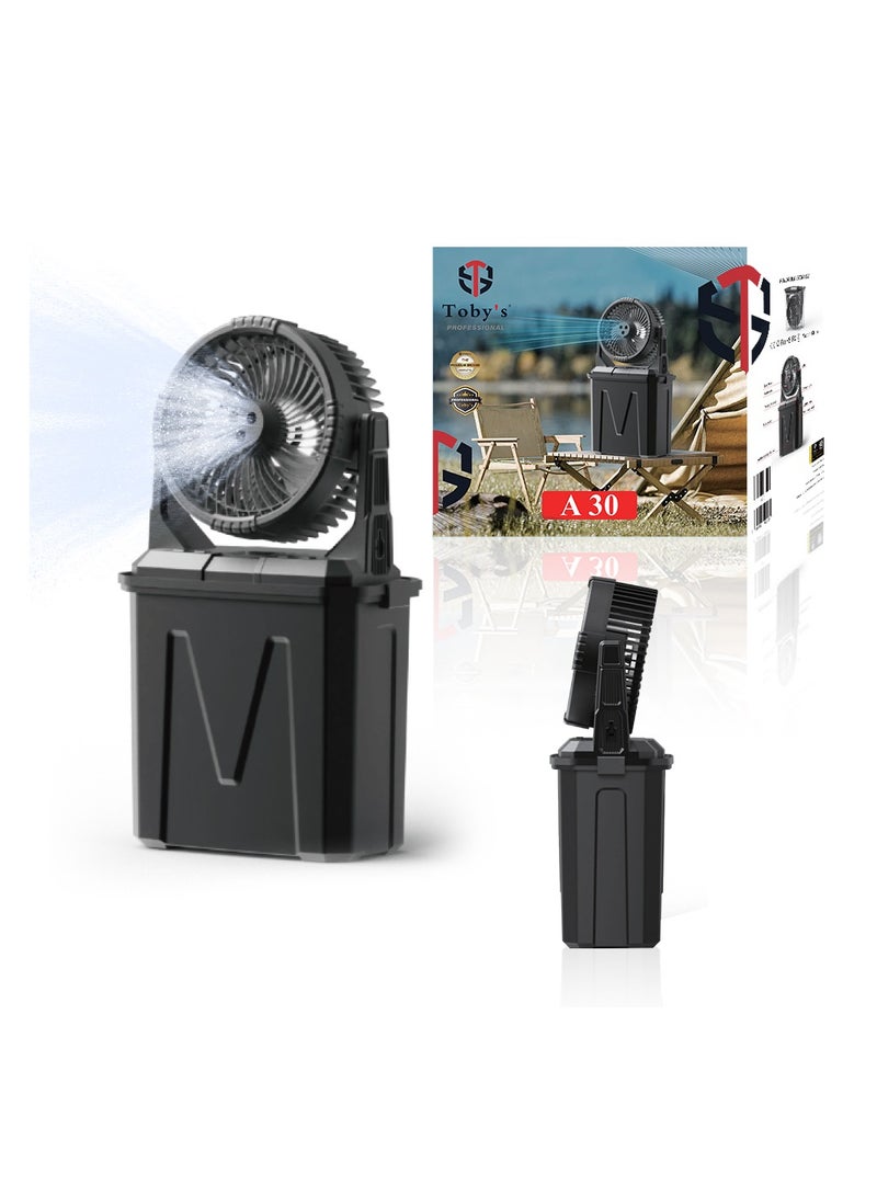 توبيز مروحة تبريد محمولة Toby’s A30 مع دلو 9 لتر، بطارية قابلة لإعادة الشحن 20000 مللي أمبير، محرك بدون فرش ثلاثي السرعات، وضباب تبريد مزدوج للاستخدام الداخلي والخارجي - Image 1