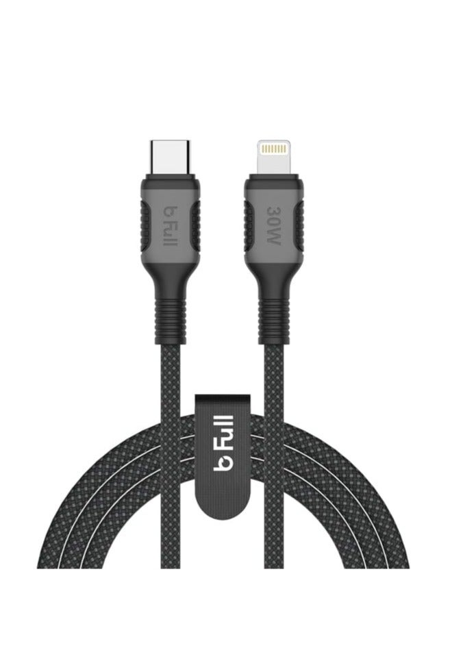 BFULL bFull Aljawal Shop 30W Type-C to Lightning Charging Cable – 1.2 Meter Fast Charging & Data Sync Cable with Power Delivery (PD) Support for Apple Devices – Reinforced Connector Ends & Tangle-Free Design