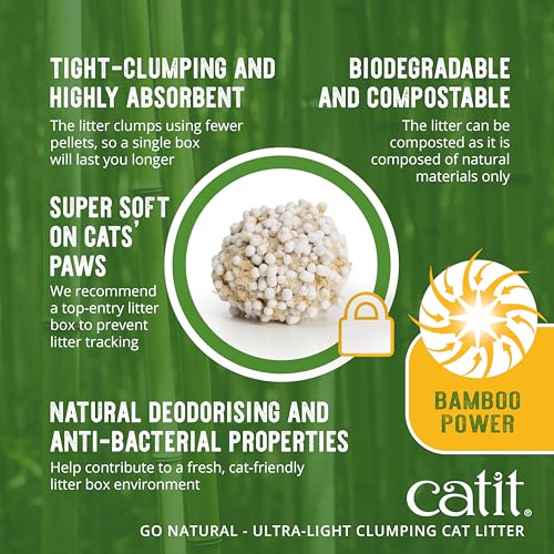 Catit Go Natural Ultra-Light Clumping Cat Litter, Bamboo Pellets, Dust-Free, Lightweight, Compostable, Vanilla Scent, Soft on Paws, Deodorizing, Eco-Friendly Litter 7.9lb - Image 5