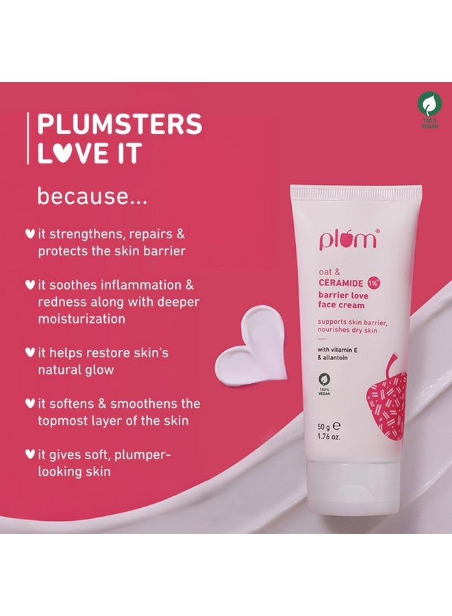 Plum Oat & 1% Ceramide Barrier Love Face Cream | Repairs, Strengthens & Maintains Skin Barrier | Moisturizer With Vitamin E & Allantoin | For Normal, Dry Skin | Women & Men | 50 G - Image 2
