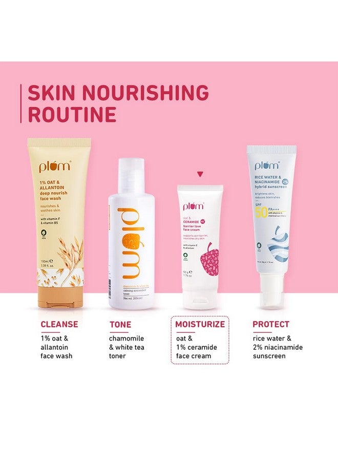 Plum Oat & 1% Ceramide Barrier Love Face Cream | Repairs, Strengthens & Maintains Skin Barrier | Moisturizer With Vitamin E & Allantoin | For Normal, Dry Skin | Women & Men | 50 G - Image 3