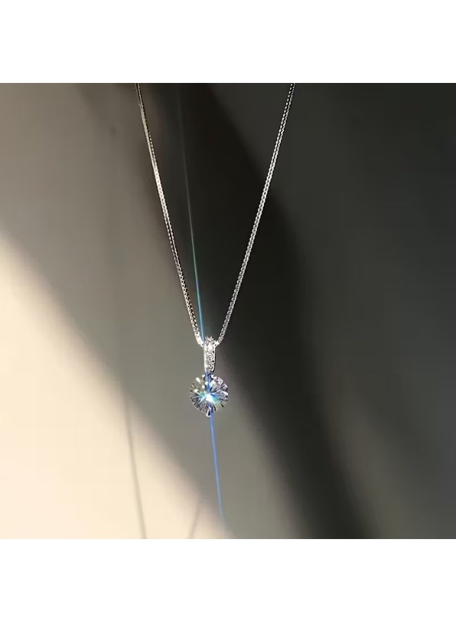 aeen White Gold Plated Minimalist Rhinestone Necklace for Women – Elegant Korean Style Single Sparkling Stone Pendant, Chic Everyday & Gift Jewellery - Image 5
