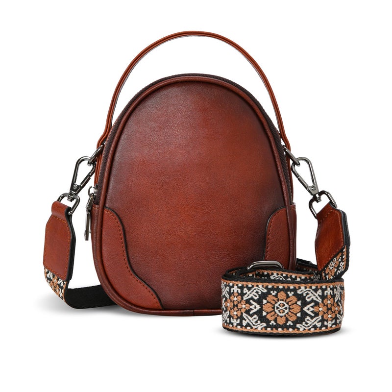 Iswee Small Leather Crossbody Bag for Women, Genuine Leather Mini Purse with Adjustable Strap, Women's Shoulder Bag for Travel and Daily Use, Ladies Purse Satchel (Brown) - Image 3