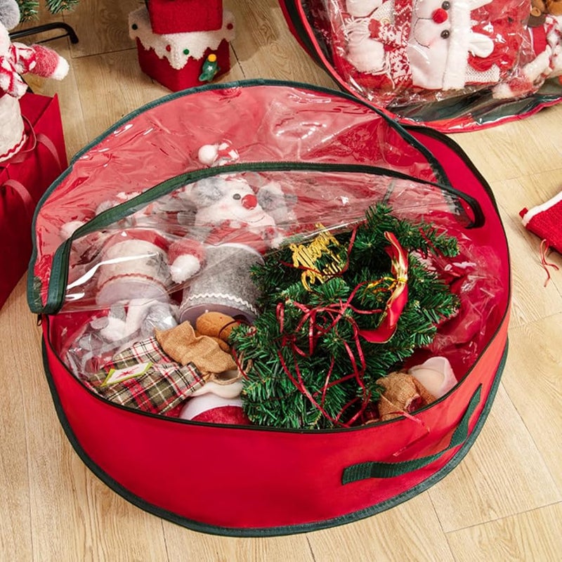 3 قطع كبيرة من أكياس تخزين إكليل عيد الميلاد المقاومة للماء مقاس 23.6 × 8 بوصة، حاوية بسحاب مقاوم للغبار - Image 3