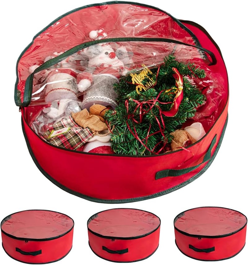 3 قطع كبيرة من أكياس تخزين إكليل عيد الميلاد المقاومة للماء مقاس 23.6 × 8 بوصة، حاوية بسحاب مقاوم للغبار - Image 4