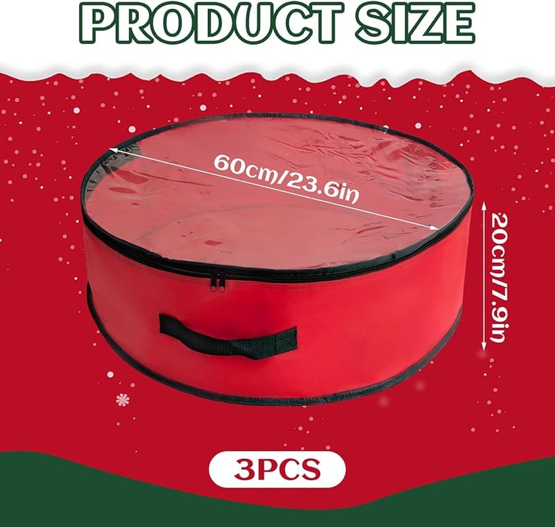 3 قطع كبيرة من أكياس تخزين إكليل عيد الميلاد المقاومة للماء مقاس 23.6 × 8 بوصة، حاوية بسحاب مقاوم للغبار - Image 5