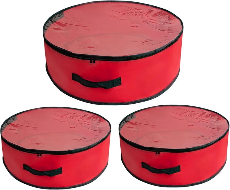 3 قطع كبيرة من أكياس تخزين إكليل عيد الميلاد المقاومة للماء مقاس 23.6 × 8 بوصة، حاوية بسحاب مقاوم للغبار - Image 2