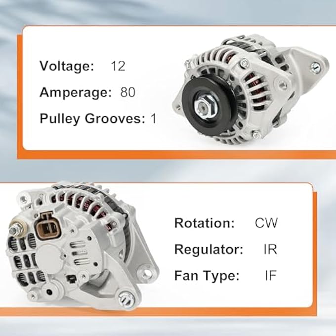 Dilomber Alternator (12V & 80A 1-Groove Pulley) Compatible with Caterpillar 236D, 242D, 246D, 257D, 259D, 262D, 277D, 279D, 287D, 289D #Replace 397-9953 23992N A5TA8277 1G398-64012 400-48201 - Image 4