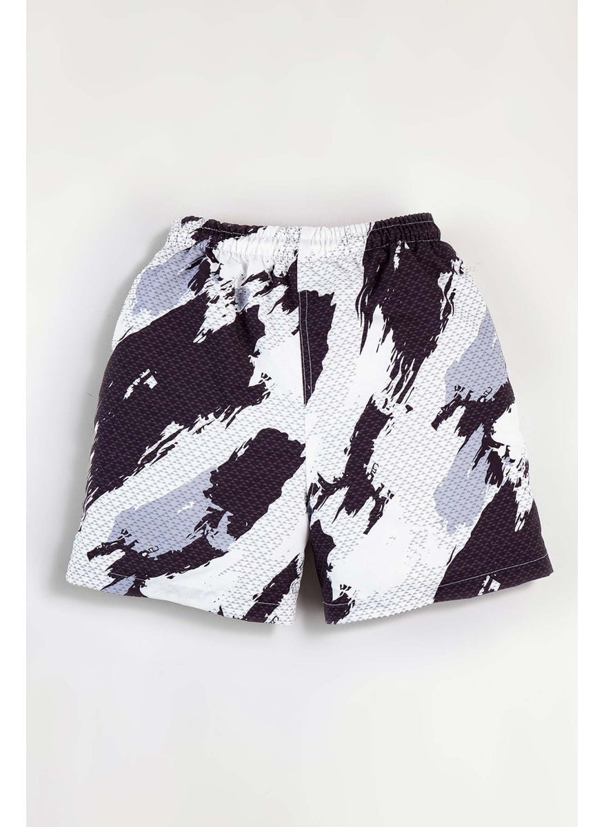 Gold Class Kidswear Partial Printed Water Repellent White Men's Swim Shorts  - Image 2