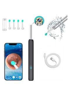 RATSAW Ear Cleaner Ear Wax Removal Tool WiFi Visible Wax Elimination Spoon with 4 Soft Ear Scoops Wireless Ear Endoscope 1296P HD with LED Light Black  - Image 1
