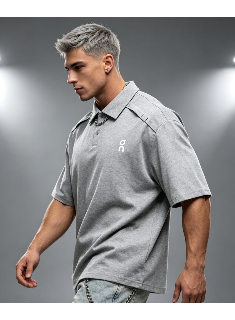 اون راننج On Running Shoulder Pressing Polo Shirt 100% cotton loose outdoor casual short-sleeved couple shirt for men and women - Image 5