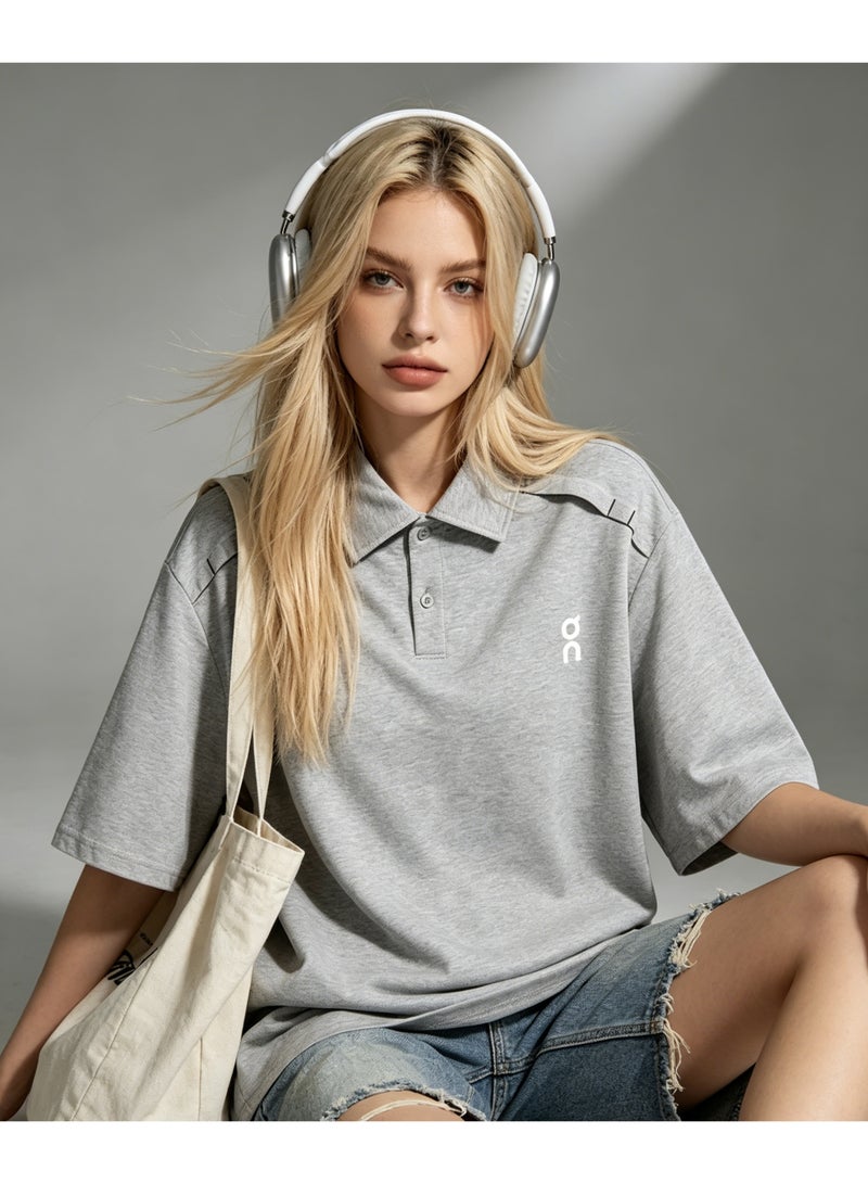 اون راننج On Running Shoulder Pressing Polo Shirt 100% cotton loose outdoor casual short-sleeved couple shirt for men and women - Image 2