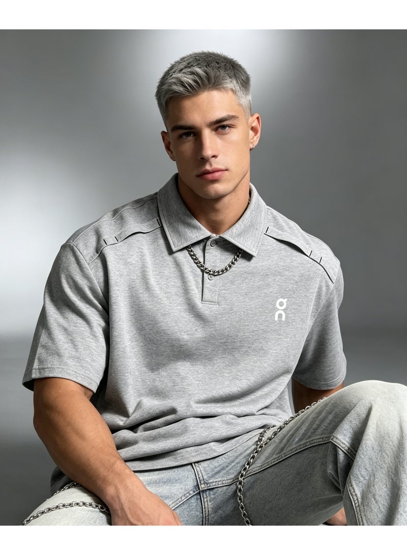 اون راننج On Running Shoulder Pressing Polo Shirt 100% cotton loose outdoor casual short-sleeved couple shirt for men and women - Image 1