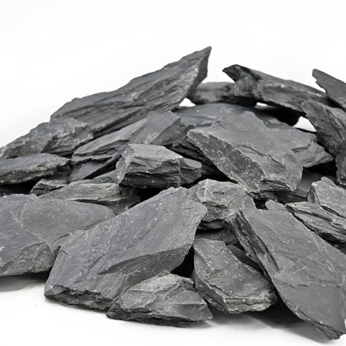 Unocho Aquarium Rocks 5lb Natural Slate Stone for Aquascaping Reptile Basking Platforms Terrariums Vivariums Paludariums Bonsai Miniature Fairy Gardens(2-4 inches) - Image 1