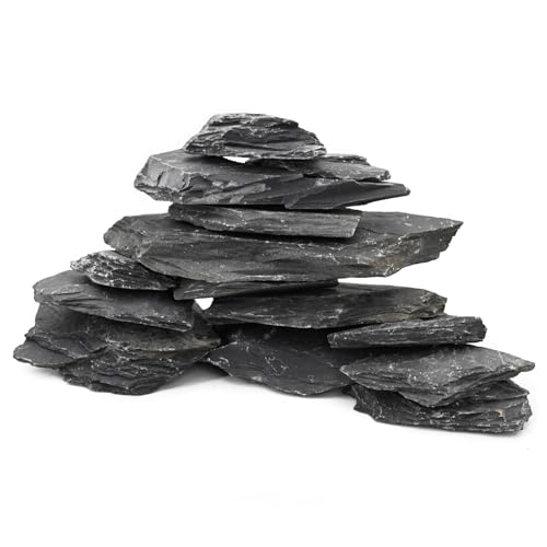 Unocho Aquarium Rocks 5lb Natural Slate Stone for Aquascaping Reptile Basking Platforms Terrariums Vivariums Paludariums Bonsai Miniature Fairy Gardens(2-4 inches) - Image 2