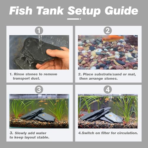 Unocho Aquarium Rocks 5lb Natural Slate Stone for Aquascaping Reptile Basking Platforms Terrariums Vivariums Paludariums Bonsai Miniature Fairy Gardens(2-4 inches) - Image 5