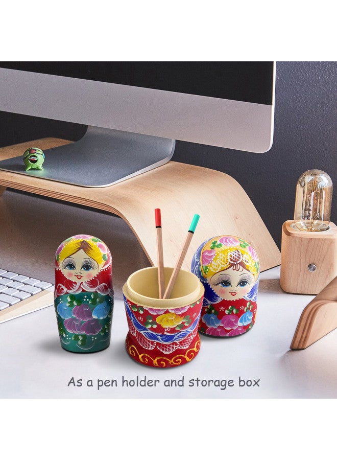 Starxing Russian Nesting Dolls Wood Matryoshka Stacking Set of 7 Handmade Toys for Children Kids Adults Easter Mother's Day Birthday Christmas Halloween Home Room Decoration Gift - Image 2