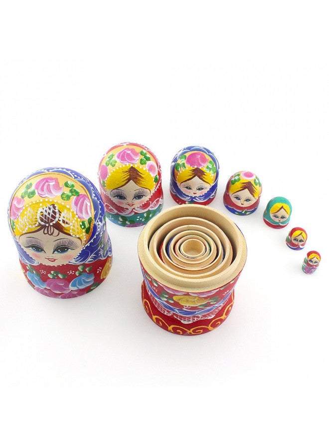 Starxing Russian Nesting Dolls Wood Matryoshka Stacking Set of 7 Handmade Toys for Children Kids Adults Easter Mother's Day Birthday Christmas Halloween Home Room Decoration Gift - Image 4