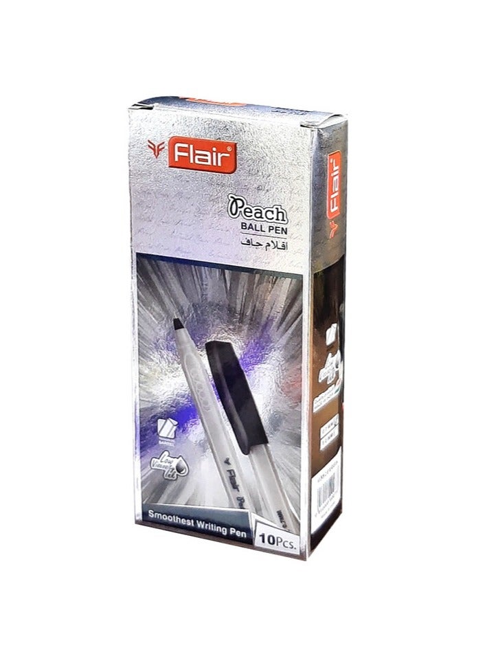 فلير قلم حبر جاف 0.7 ملم، مجموعة من 10 قطع، أسود - Image 1