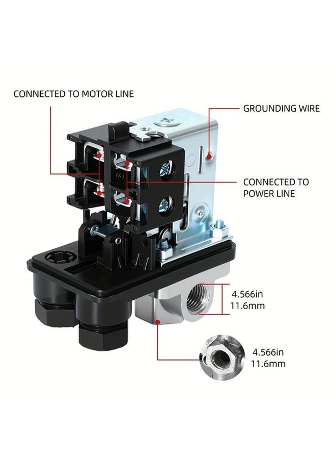 1 Piece Air Compressor Pressure Switch Regulator Control Button Manifold - Image 2