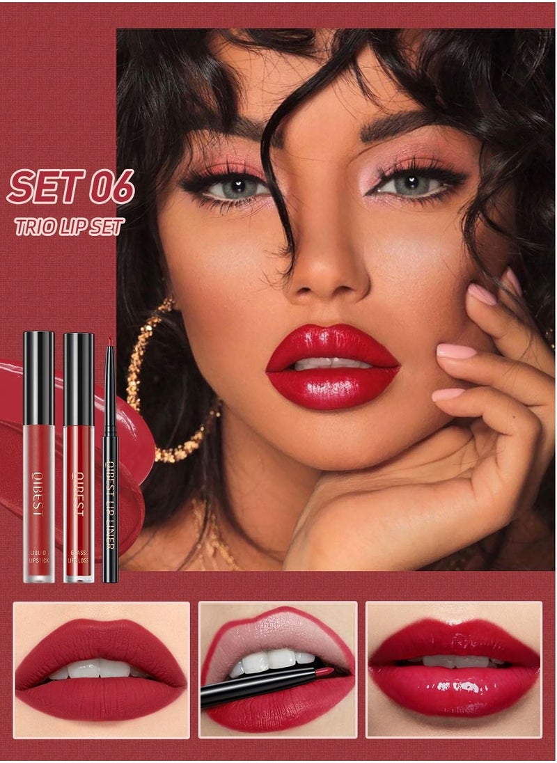 QiBest 3 in 1 Beauty Lip Kit All in one Trio Lip Set Includes Liquid Lipstick Lip Gloss Lip Liner Waterproof Long Lasting Lip Gloss Make up Gift Set for Women  - Image 2