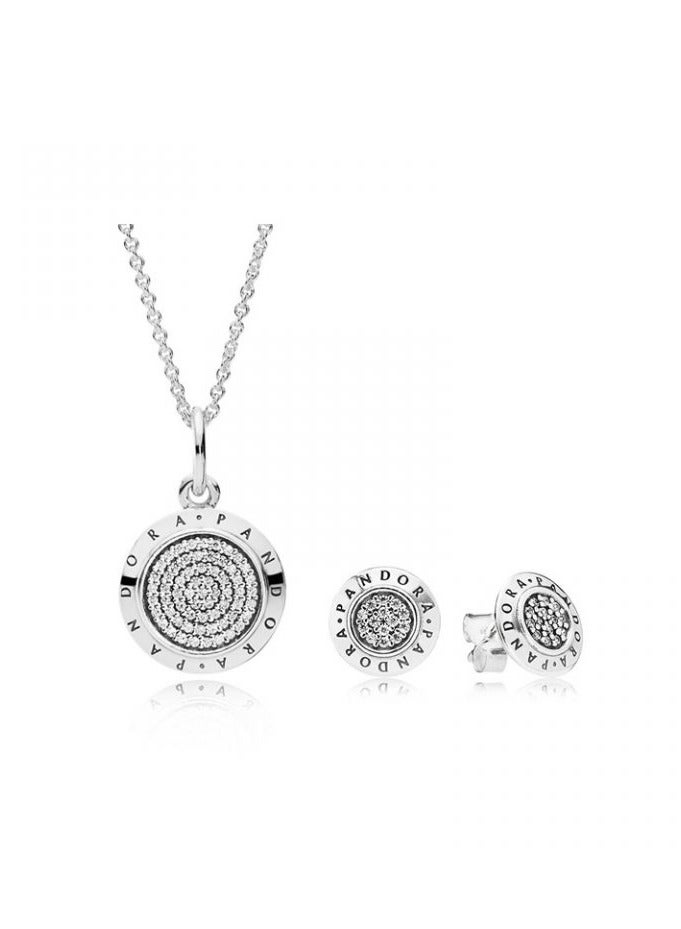 Pan Am Copper Plated 925 Silver Classic logo necklace stud ring set DIY light Luxury - Image 2